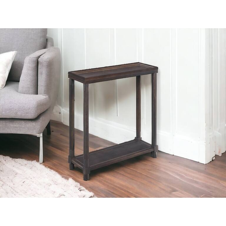 HomeRoots Set of Two 24" Espresso Solid Wood End Tables With Shelf - 22' X '24' X '8 - Brown - Wood