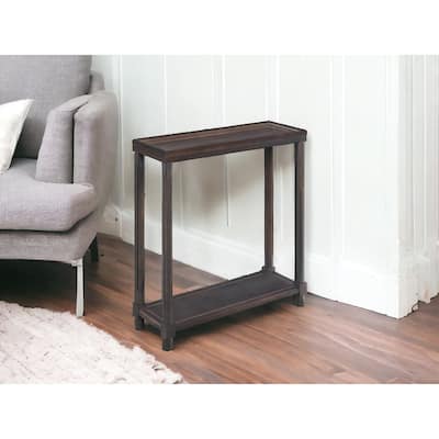 HomeRoots Set of Two 24" Espresso Solid Wood End Tables With Shelf - 22' X '24' X '8