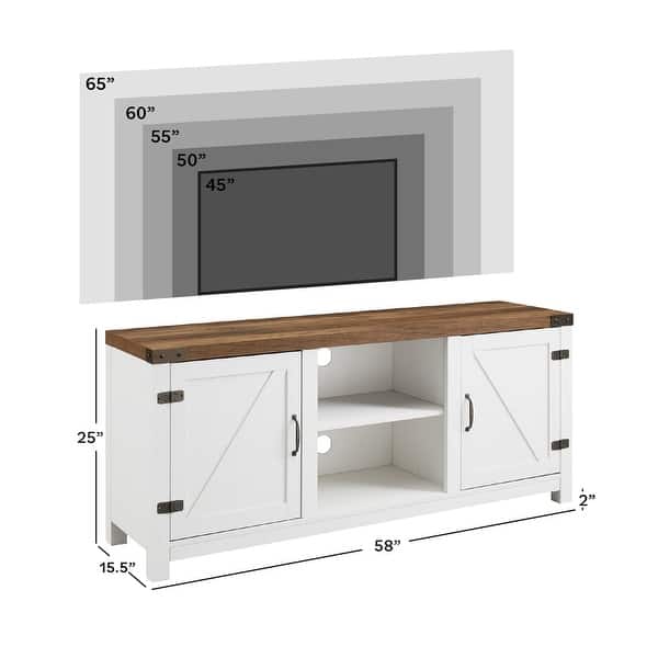 dimension image slide 4 of 8, Middlebrook Firebranch 58-inch Barn Door TV Stand