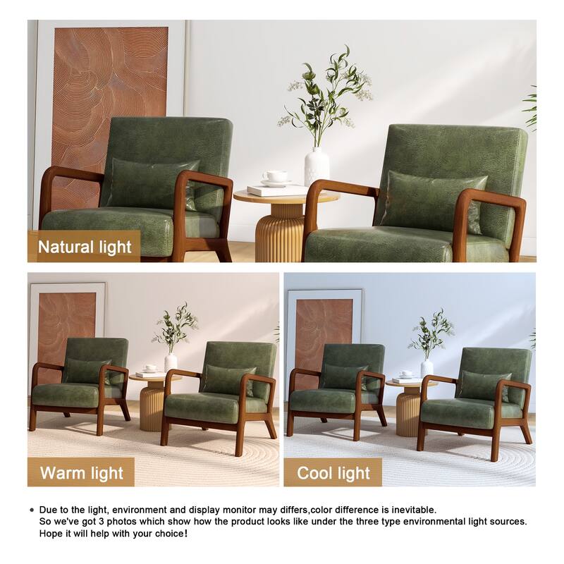 2 Set Mid Century ModernUpholstered Accent Chairs Armchair with Pillow