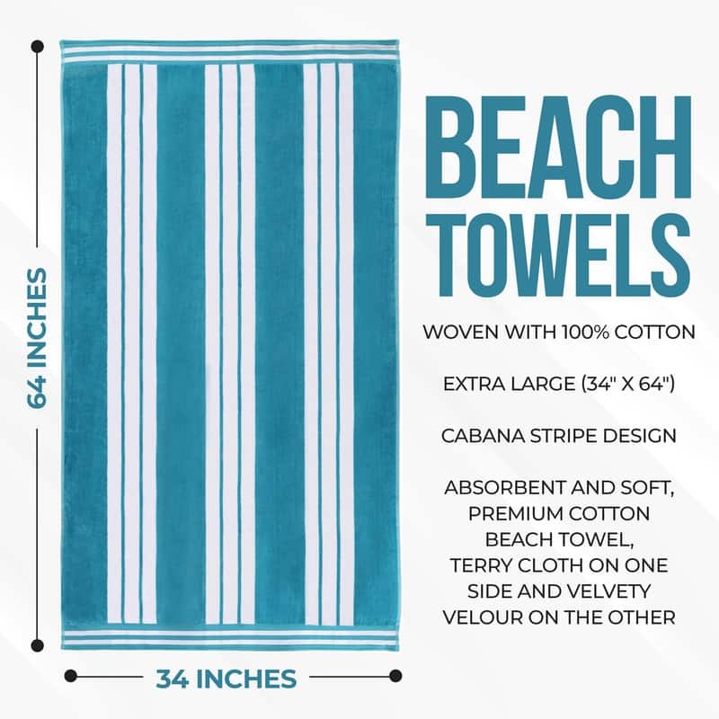 Superior Striped Large Oversized Cotton Beach Towel