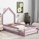 preview thumbnail 3 of 7, Twin Size Montessori Floor Bed with Fences, Modern Twin Kids Bed with House-shaped Headboard, Wood Twin Bed Frame for Girls,Boys