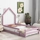 preview thumbnail 8 of 33, Twin Size Wood bed with House-shaped Headboard Floor bed with Fences Pink