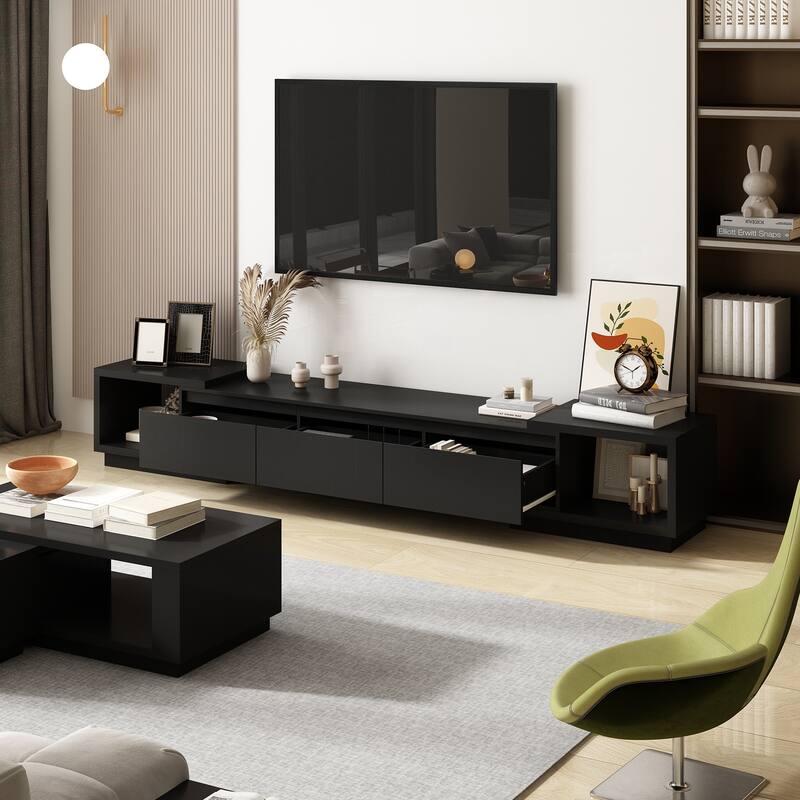 TV Stand in Stretch Entertainment Center Table Retracted Extendable