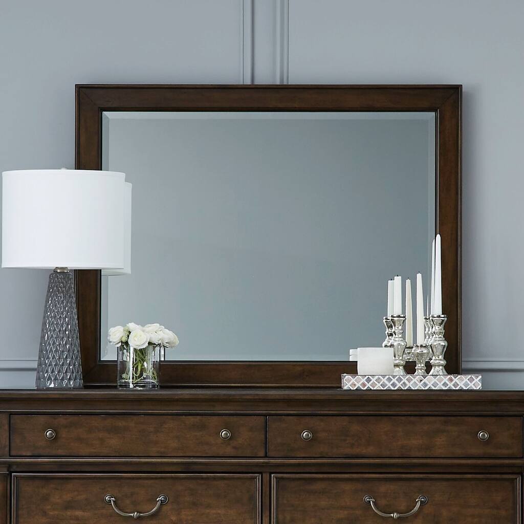 Arden Road Satin Cherry Wood Landscape Mirror for Bedroom - Satin Cherry - Width 46" x Depth 1" x Height 36"