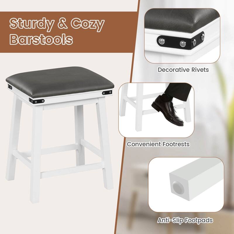 Costway 24'' Dining Bar Stool Set of 2 Counter Height Padded Seat Wood - See Details