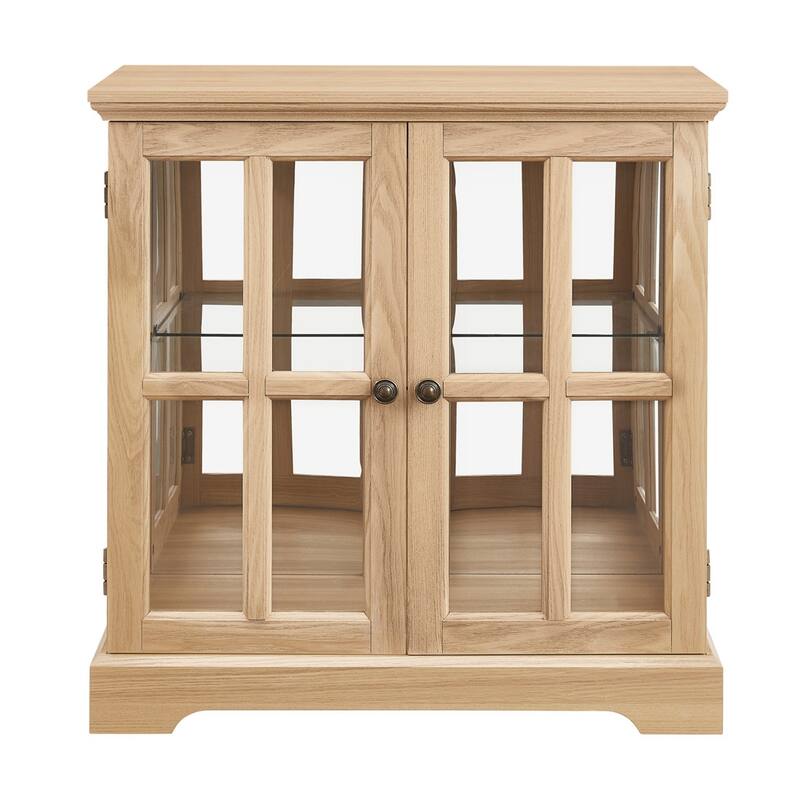 LED Glass Antique Curio Display Cabinet Showcase with Lattice Doors