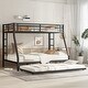 preview thumbnail 2 of 10, Metal Bed Frame Twin Over Full Bunk Bed with Twin Size Trundle Bed, Built-in Ladder and Full-Length Guardrails for Kids