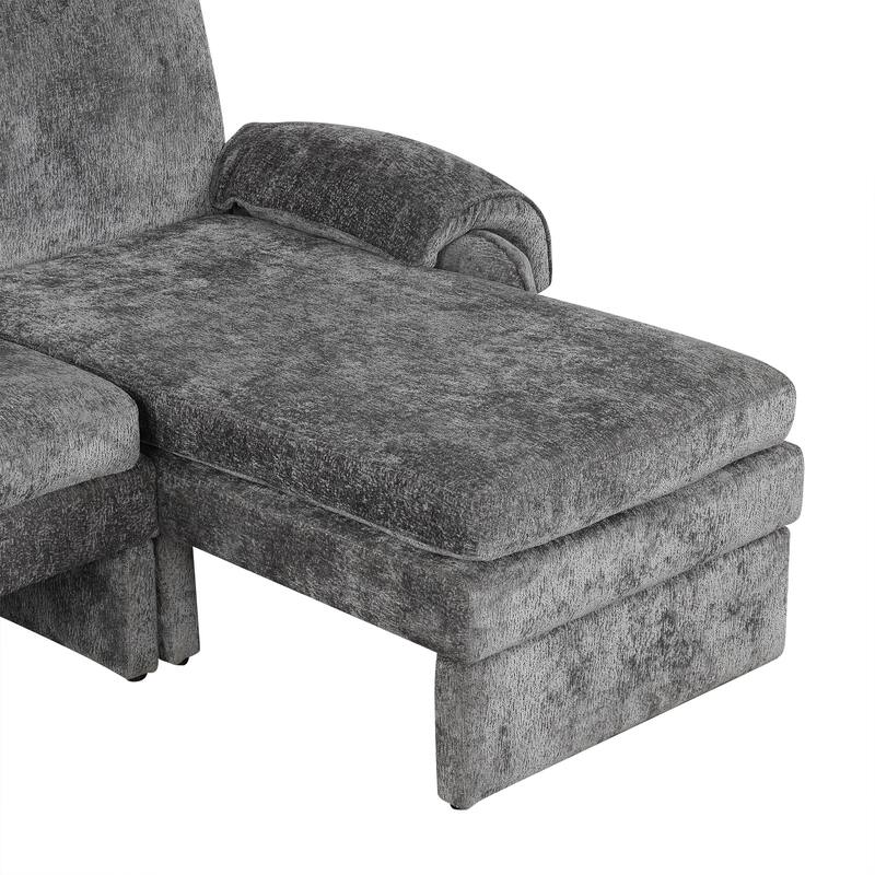 94.1" Chenille L-Shaped Futon Sofa with Adjustable Backrest & Reversible Chaise