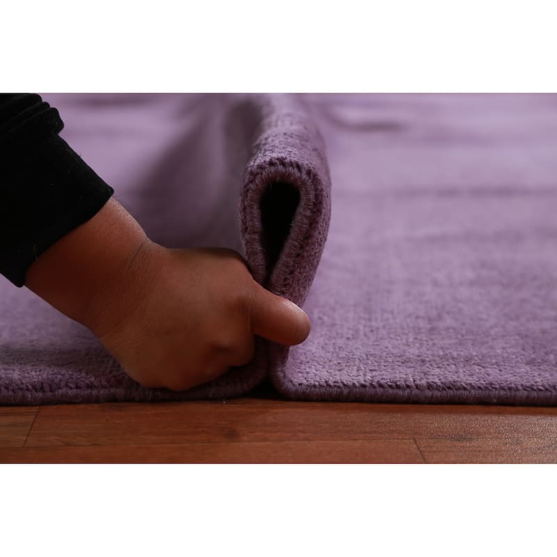 Hand Knotted Oriental 100% Wool Carpet Modern Solid Purples Gabbeh Area Rug - 13' 7'' X 10' 0''