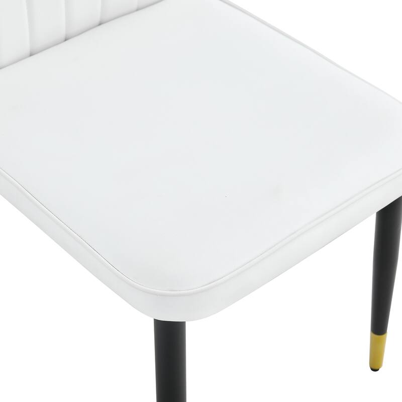 Roomfitters PU Dining Chairs with Patterned Backrest and Black Metal Legs, Upholstered Modern Set of 8 for Dining