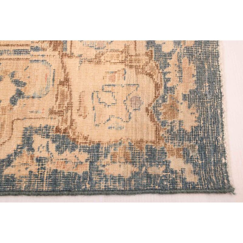 ECARPETGALLERY Hand-knotted Antalya Vintage Beige, Navy Wool Rug - 9'10 x 11'10