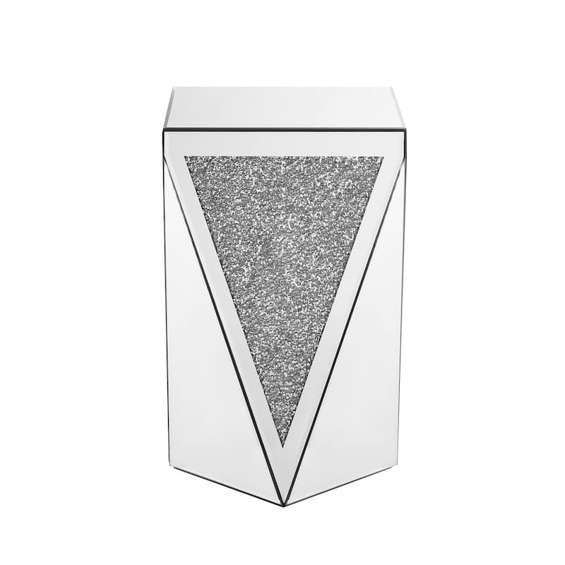 Crystal Diamond Inlaid Silver Glass Side Table