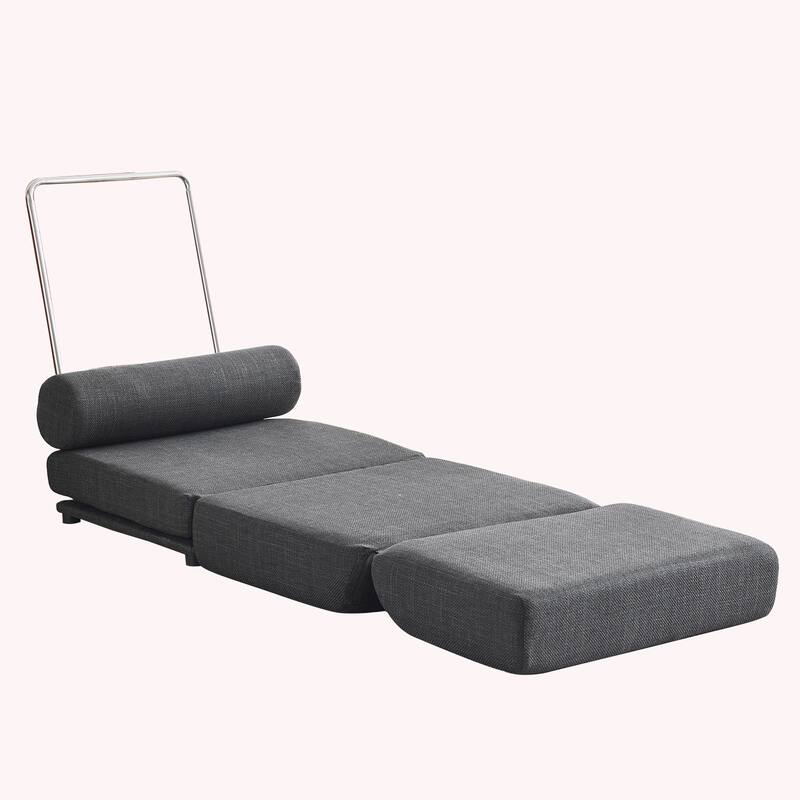 Dark Gray 34" Foldable Chaise Lounge Chair with Pillow