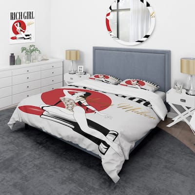 Designart 'Girl In Swimsuit With Pomade' Vintage Duvet Cover Comforter Set