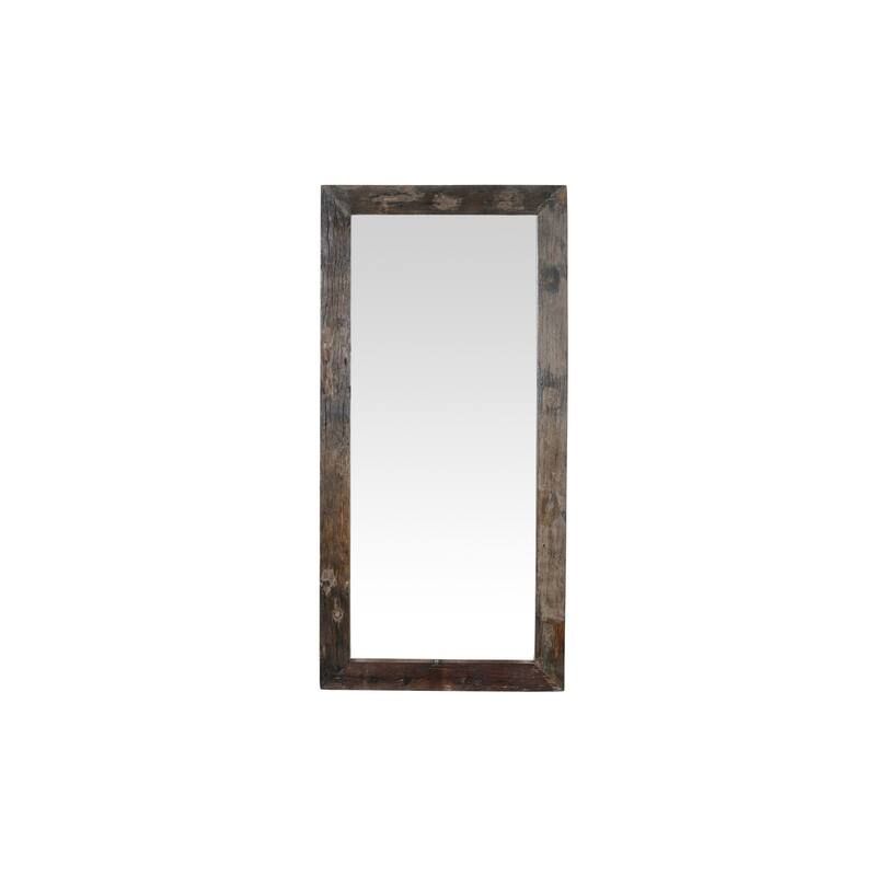 Wooden Plank Rectangular Wall Mirror - 70" - Brown
