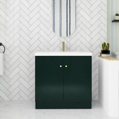 ARTCHIRLY 24/30/36 Inch Bathroom Vanity with Sink, Freestanding Bathroom Vanity with Soft Close Door and Adjustable Shelf
