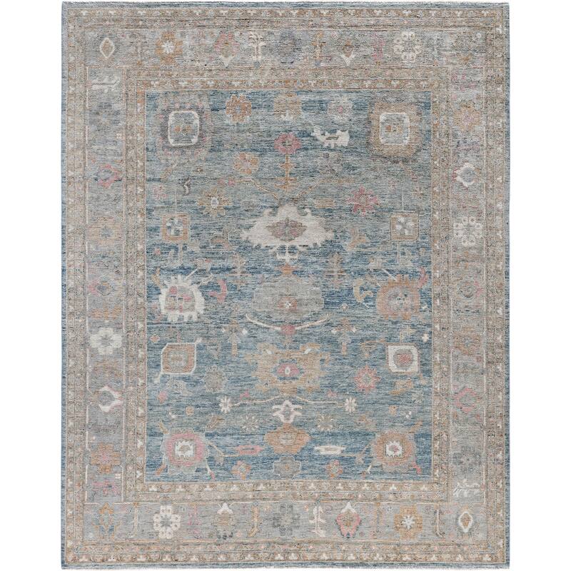 Oushak One-of-a-Kind Hand-Knotted Area Rug - Blue - 8' 1" x 10' 1"