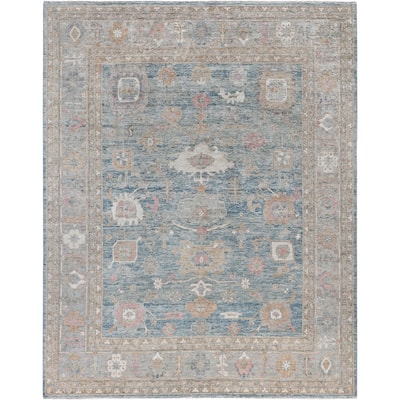Oushak One-of-a-Kind Hand-Knotted Area Rug - Blue - 8' 1" x 10' 1"