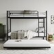preview thumbnail 1 of 10, Black Twin Size Metal Bunk Bed with Trundle Black