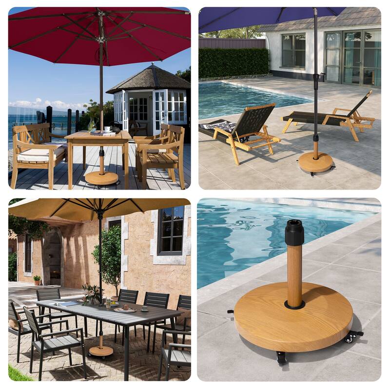 55lbs Round Concrete Market Umbrella Base With Wheels - N/A