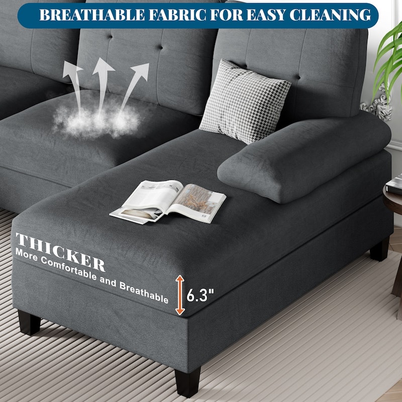 Futzca Sectional Sofa Couches for Living Room, 4 Seat U-Shaped Sofa
