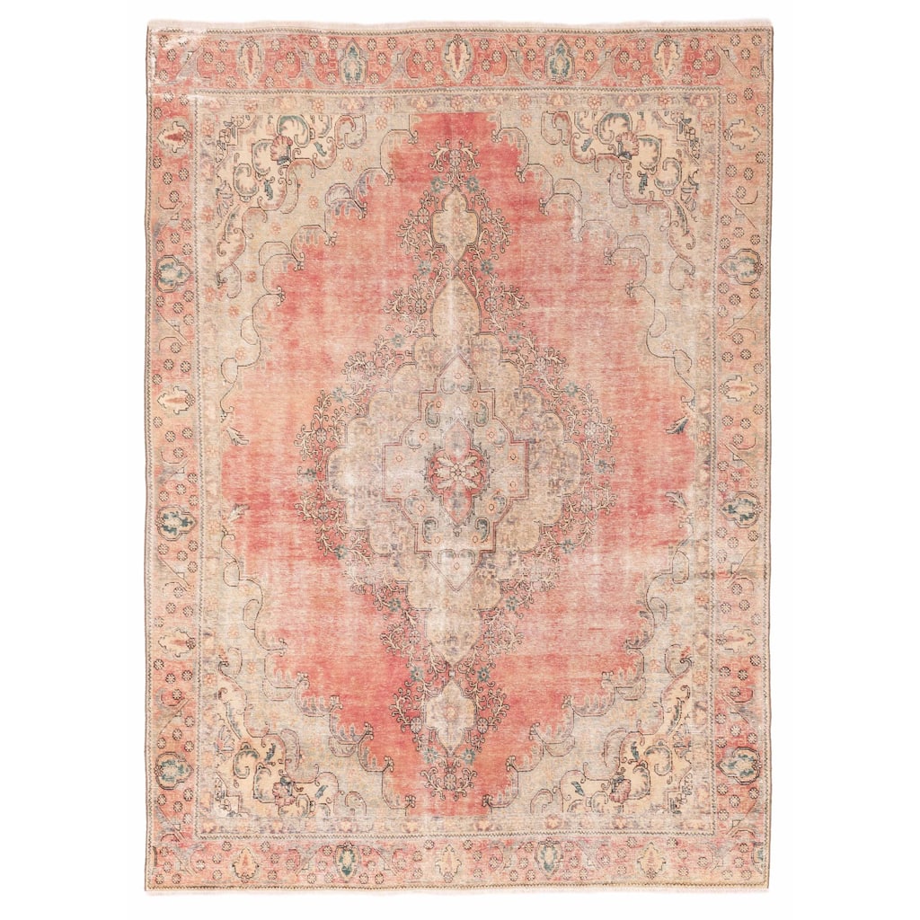 ECARPETGALLERY Hand-knotted Antalya Vintage Light Red Wool Rug - 8'11 x 12'7
