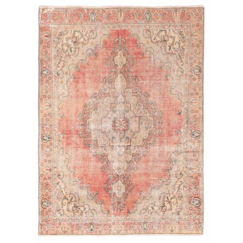 ECARPETGALLERY Hand-knotted Antalya Vintage Light Red Wool Rug - 8'11 x 12'7