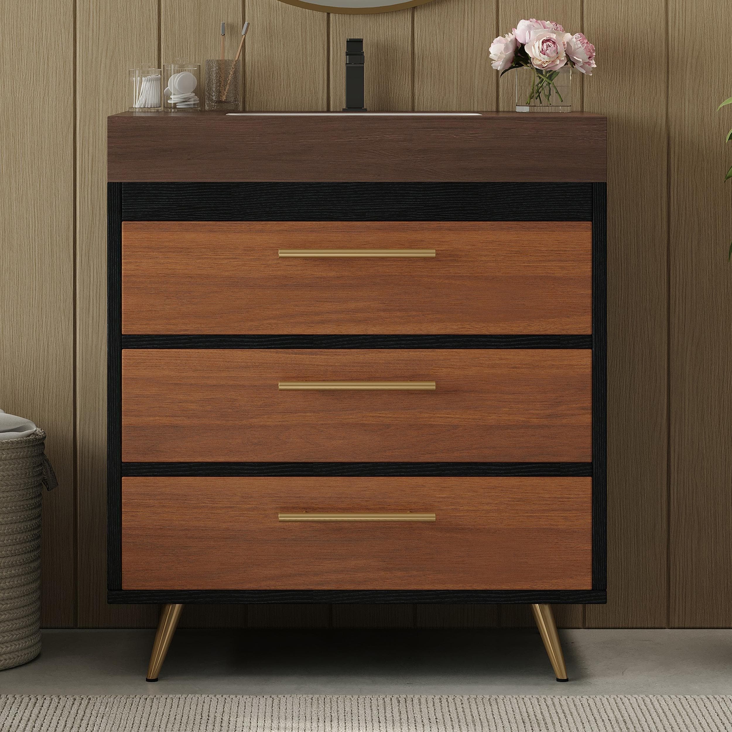 Farmhouse Bathroom Vanity with Sink and Sintered Stone Countertop
