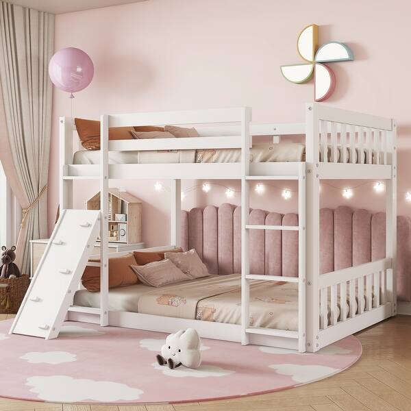 slide 2 of 14, Versatile Playhouse Bunk Bed with Climbing Features,Twin Over Twin White