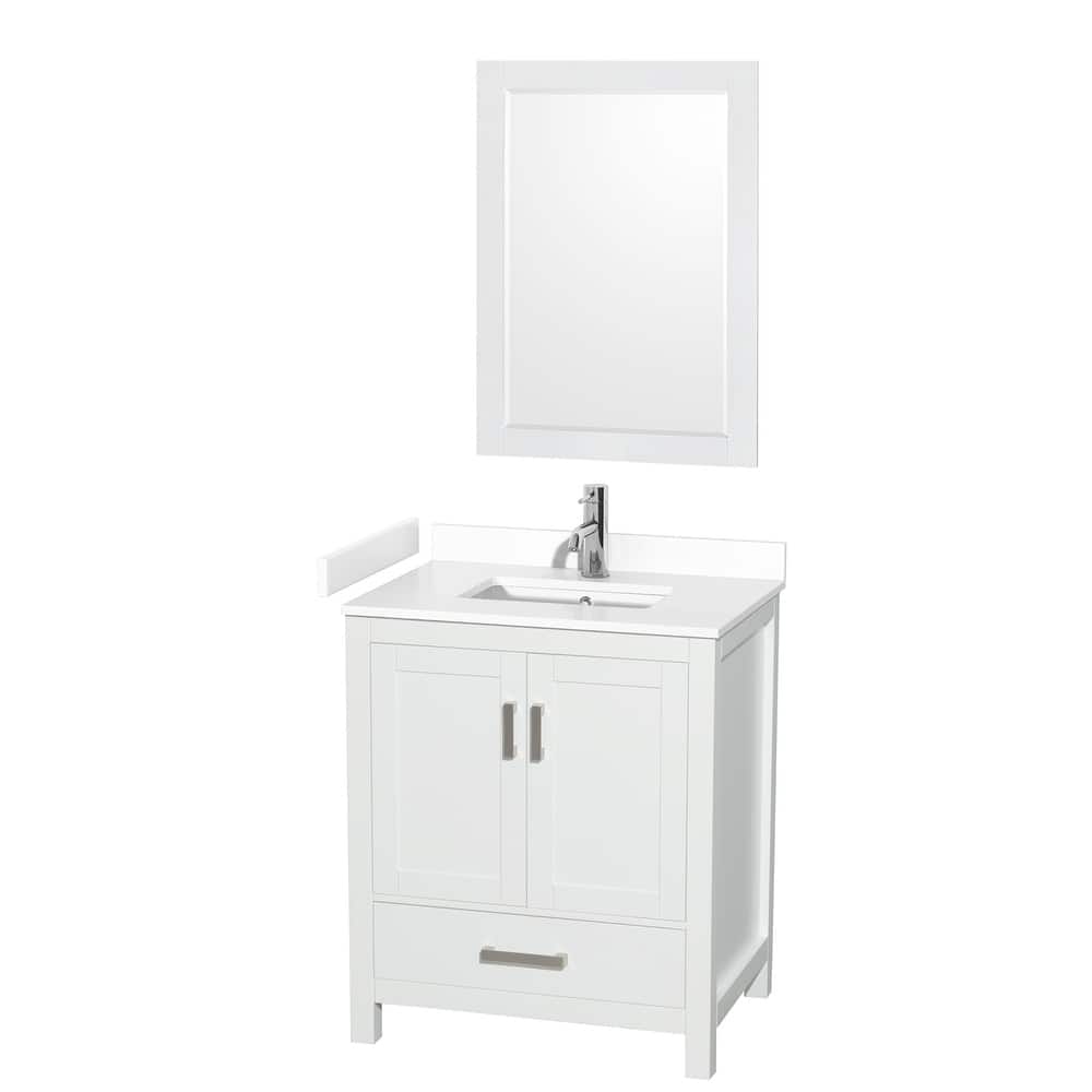 Sheffield Single Bathroom Vanity Set, Cultured Top, 24-Inch Mirror
