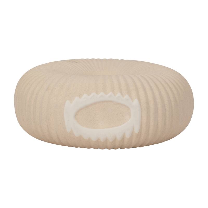 Sagebrook Home Ceramic Donut Hole Vase, Round, Solid, Ivory/Beige, Contemporary