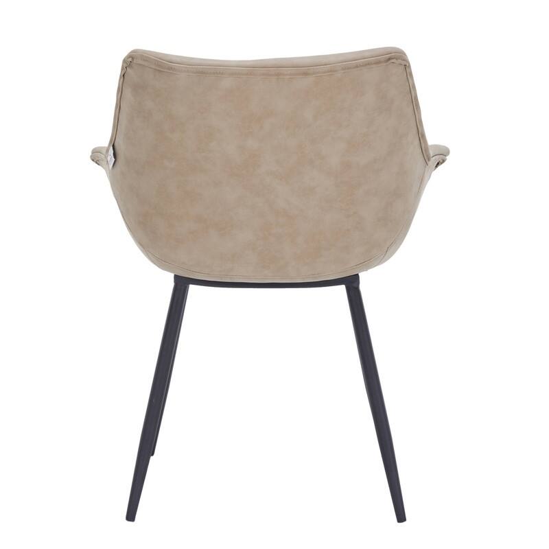 Markley Mid-Century Modern Upholstered Distressed Leather Dining Chair with Comfy Curved Seat & Strong Powder-Coated Metal Legs