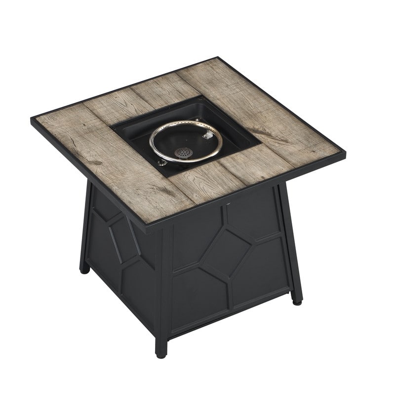 Fire Pit Table, 28-inch Square 40,000 BTU Auto-Ignition Propane Gas Firepit with Waterproof Cover