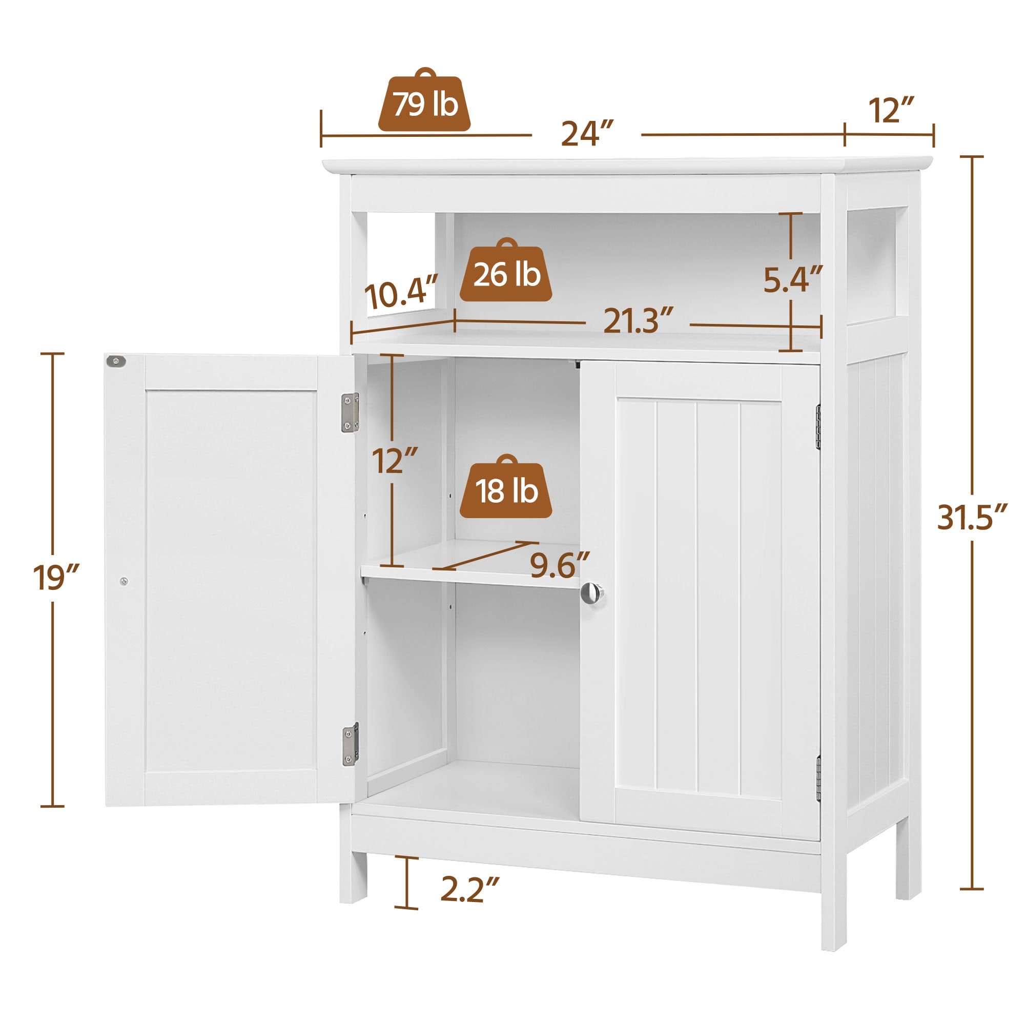 Yaheetech Bathroom Storage Cabinet with Adjustable Shelf-image