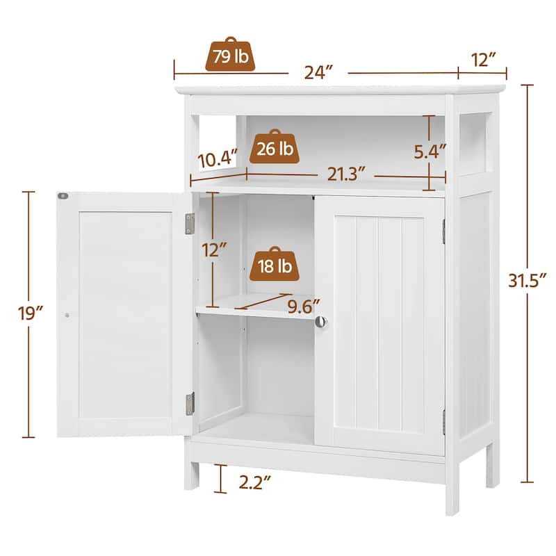 Yaheetech Bathroom Storage Cabinet with Adjustable Shelf Floor Rack