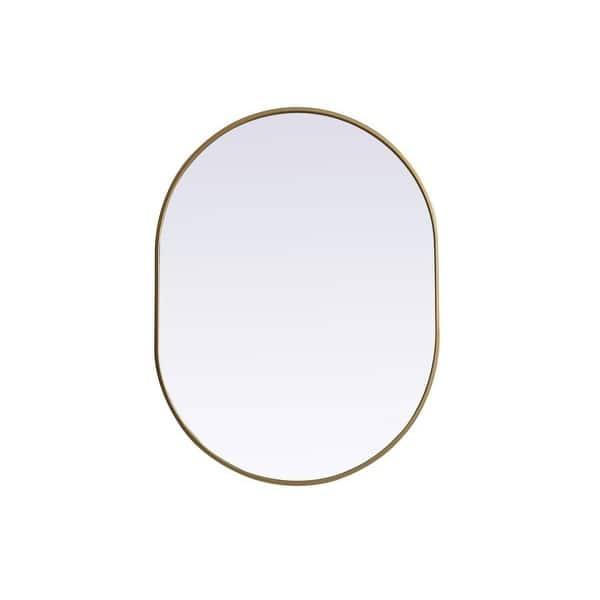 slide 1 of 1, Elegant Lighting MR2A3040 Asha 30" W x 40" H Modern Oval Bathroom Wall Brass