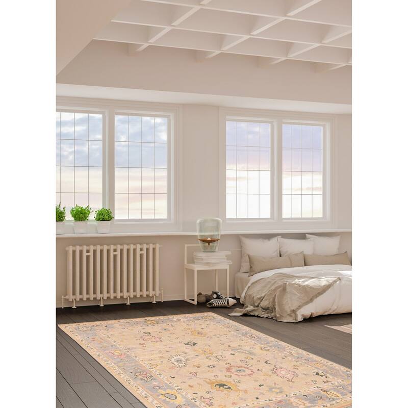 ECARPETGALLERY Hand-knotted Modern Oushak Light Khaki Wool Rug - 5'11 x 8'9