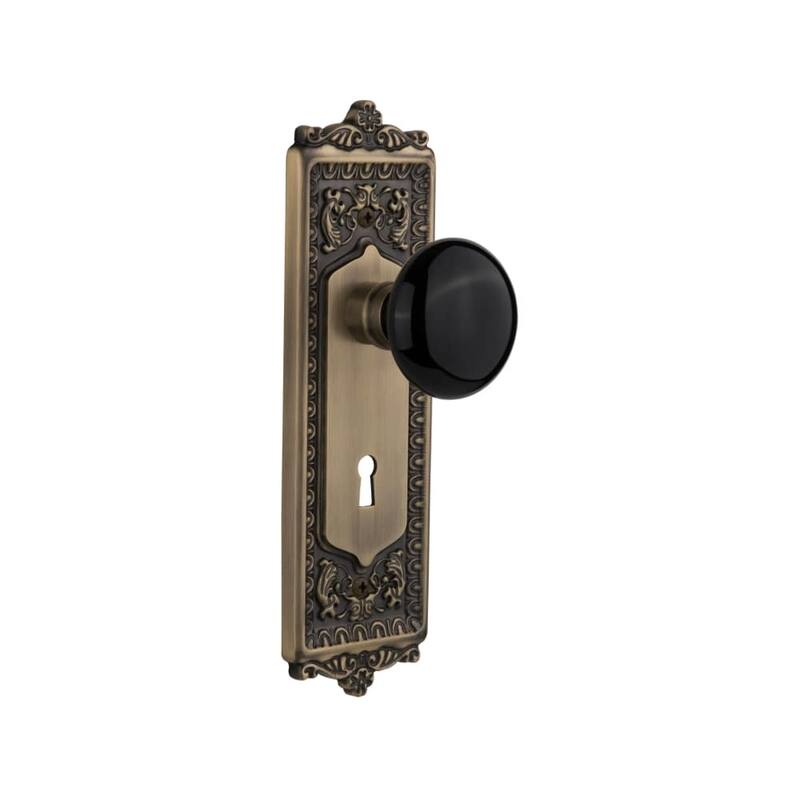 Nostalgic Warehouse Vintage Black Porcelain Privacy Door Knob Set with