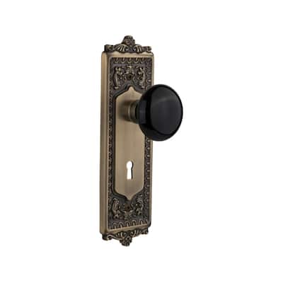 Nostalgic Warehouse Vintage Black Porcelain Privacy Door Knob Set with
