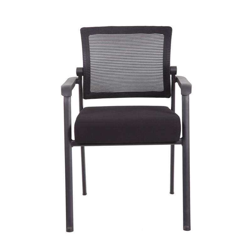 Akon Guest Armchair, Black Mesh, Steel Frame, Fixed Arm Design