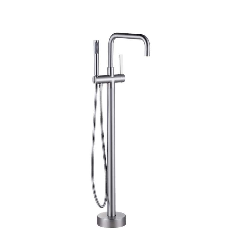 WOWOW Floor Mount Single-Handle Freestanding Tub Faucet - Brushed Nickel