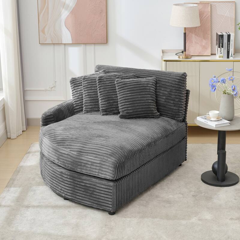 Oversized Fan-shaped Corduroy Couch, 2-piece Sectional Sofa with 4 & 8 Throw Pillows