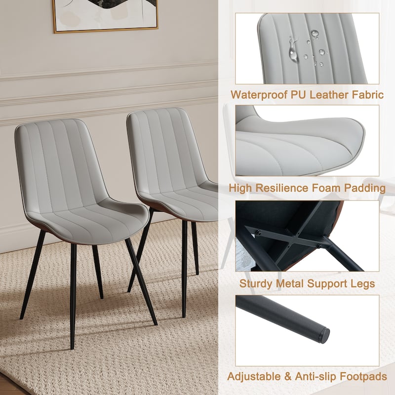 PU Leather Upholstered Solid Back Dining Chair Set of 4