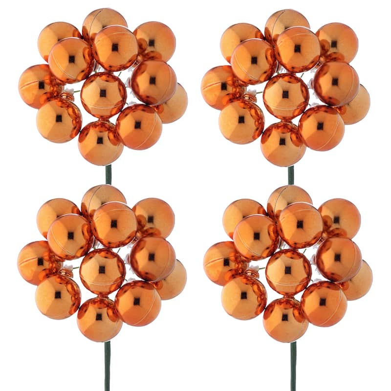 30mm Shatterproof Plastic 12 Bunch Shiney Stemball Set of 4