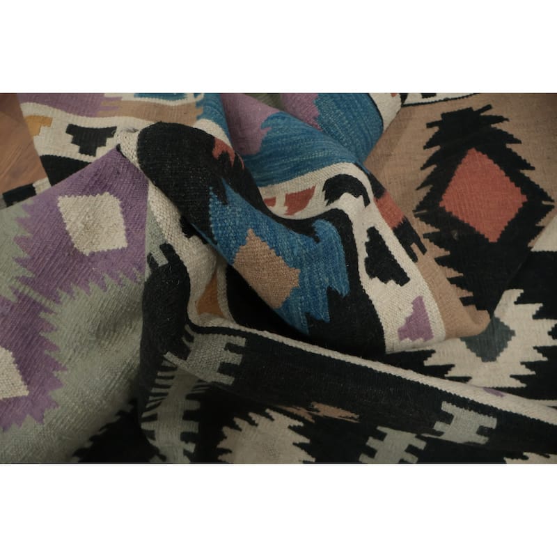 Hand Woven Oriental 100% Wool Carpet Southwestern Tribal Multi-Colored Kilim Area Rug - 8' 0'' X 4' 10''