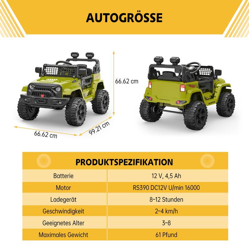 12V Ride Truck Car for Kids Electric Vehicles with Remote Control