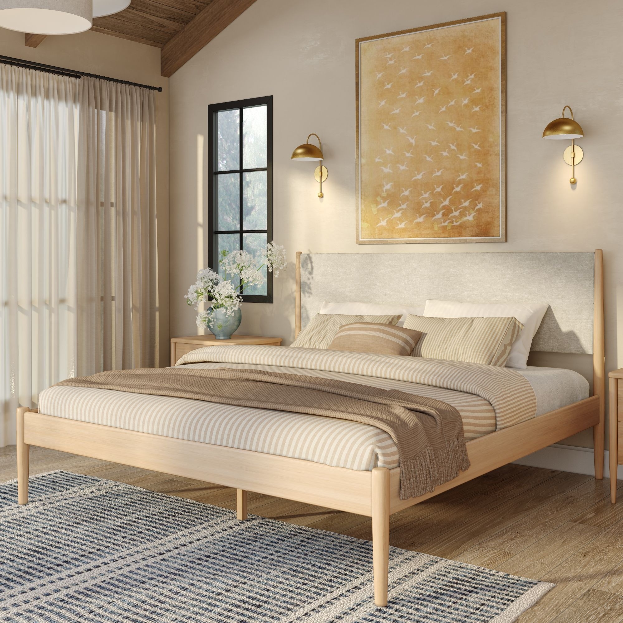 Harbor King Platform Bed with Upholstered Headboard