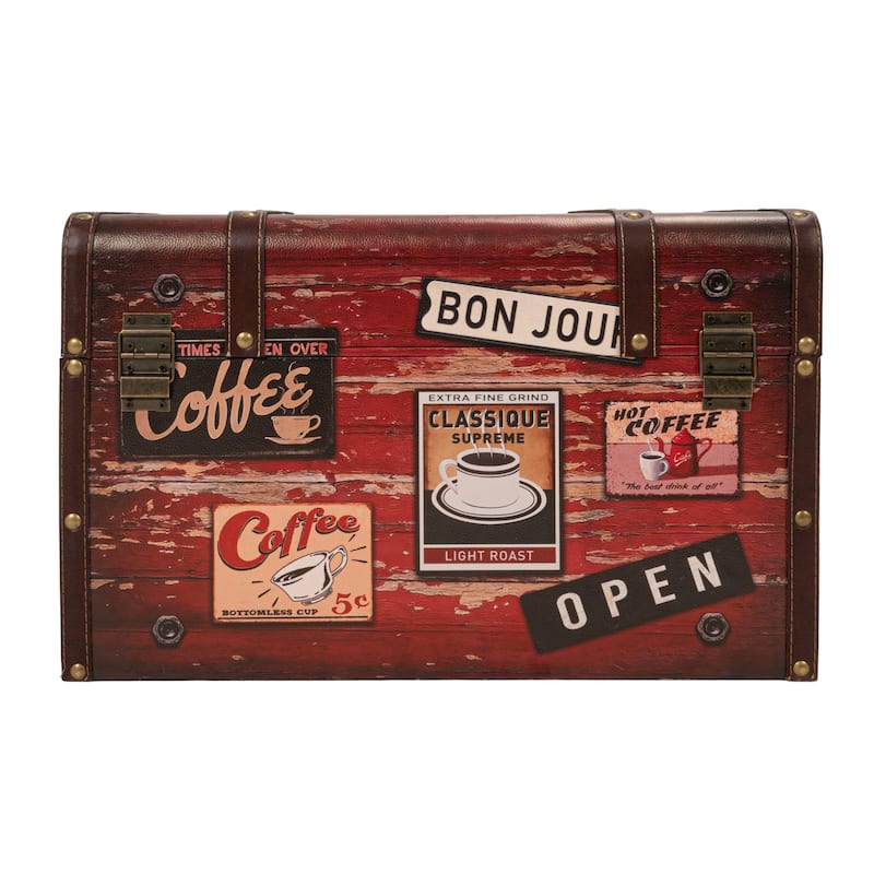 Household Essentials Decorative Trunk with Leather and Metal Accents & Hinged Lid - 11.4"L x 18.5"W x 11.4"H