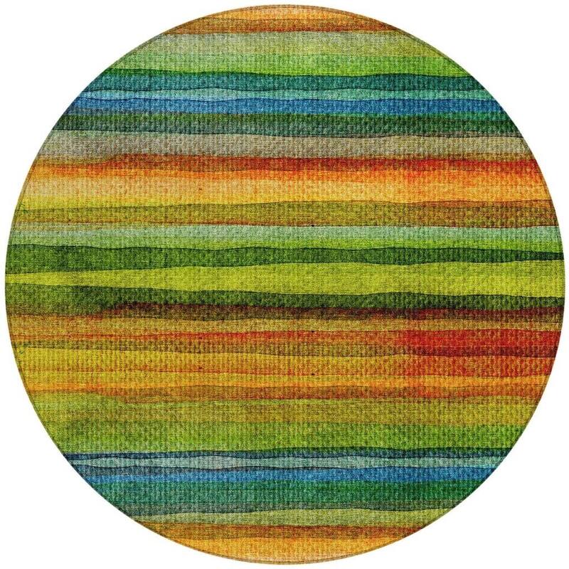 HomeRoots Striped Transitional Rectangle Outdoor Rug